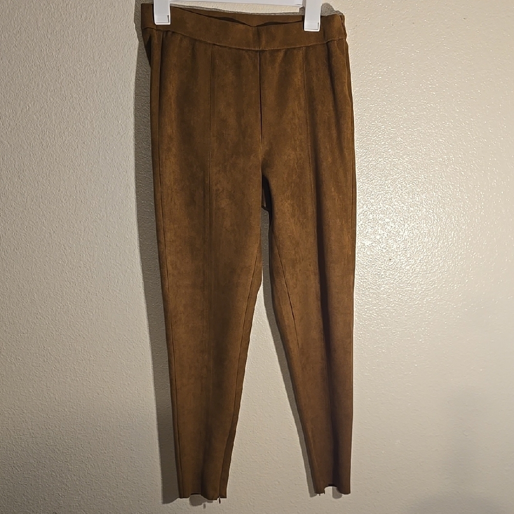 Elegant Brown Suede Women's Pants